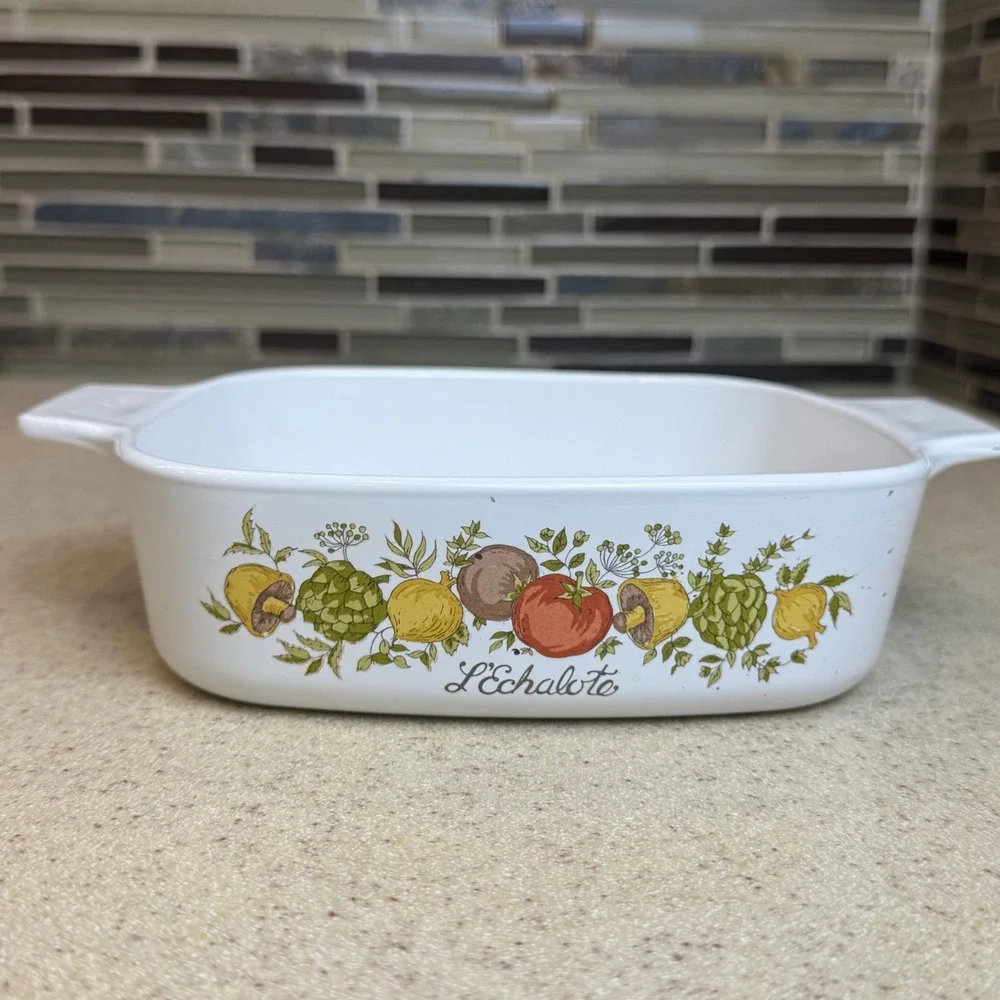 VTG Corning Ware Spice O' Life L'Echalote 1qt Casserole Dish A-1-B USA No Lid